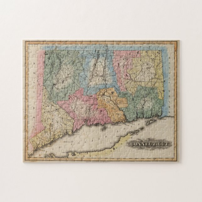 Puzzle Mapa de época de Connecticut (1823) (Horizontal)