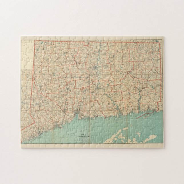 Puzzle Mapa de época de Connecticut (1893) (Horizontal)