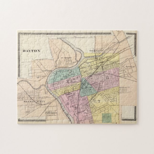 Puzzle Mapa de época de Dayton Ohio (1872) (Horizontal)
