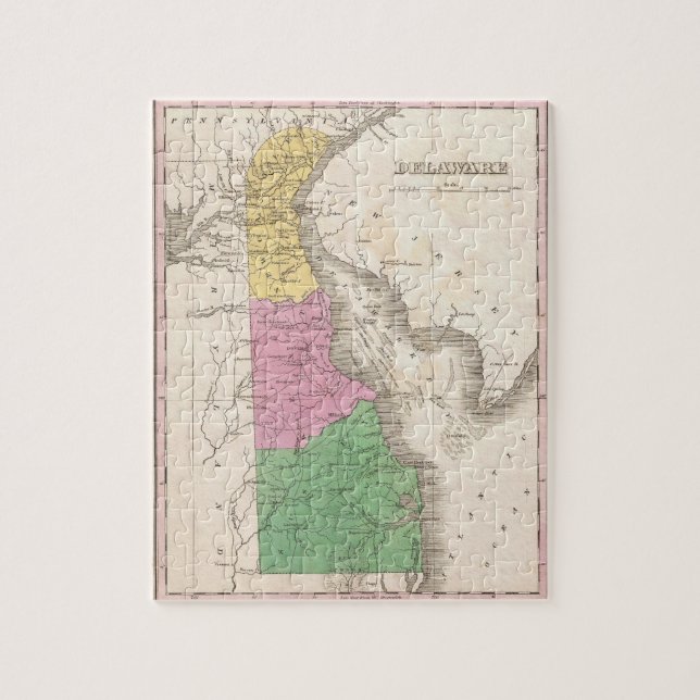 Puzzle Mapa de época de Delaware (1827) (Vertical)