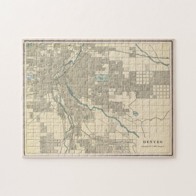 Puzzle Mapa de época de Denver Colorado (1901) (Horizontal)