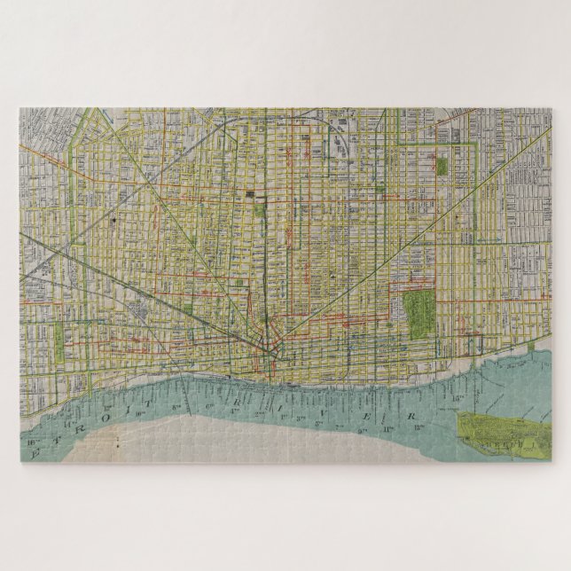 Puzzle Mapa de época de Detroit MI (1912) (Horizontal)