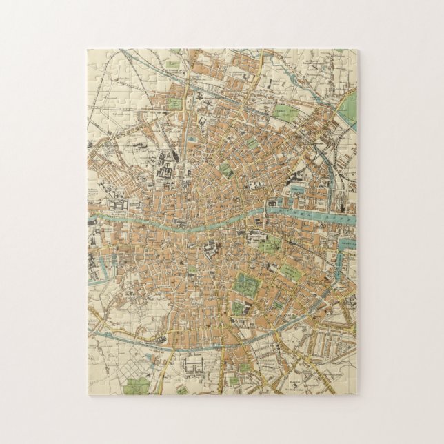Puzzle Mapa de época de Dublín Irlanda (1914) (Vertical)
