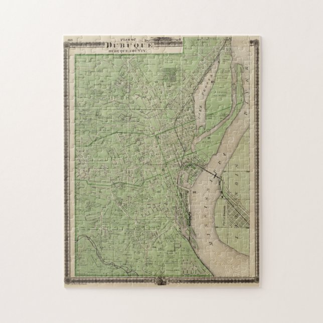 Puzzle Mapa de época de Dubuque IA (1875) (Vertical)