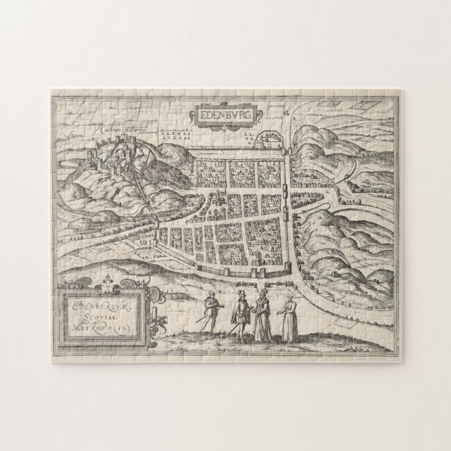 Puzzle Mapa de época de Edimburgo, Escocia (1581) (Horizontal)