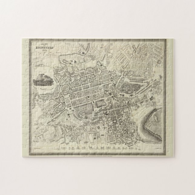Puzzle Mapa de época de Edimburgo Escocia (1844) (Horizontal)