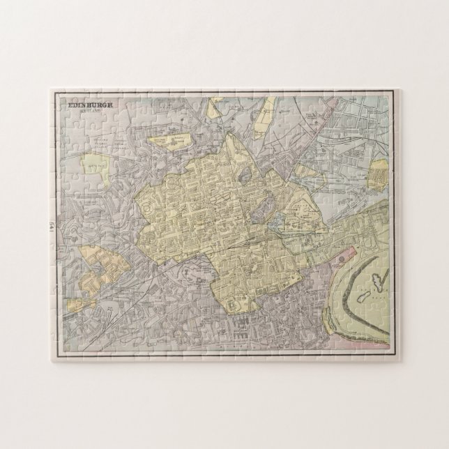 Puzzle Mapa de época de Edimburgo, Escocia (1901) (Horizontal)