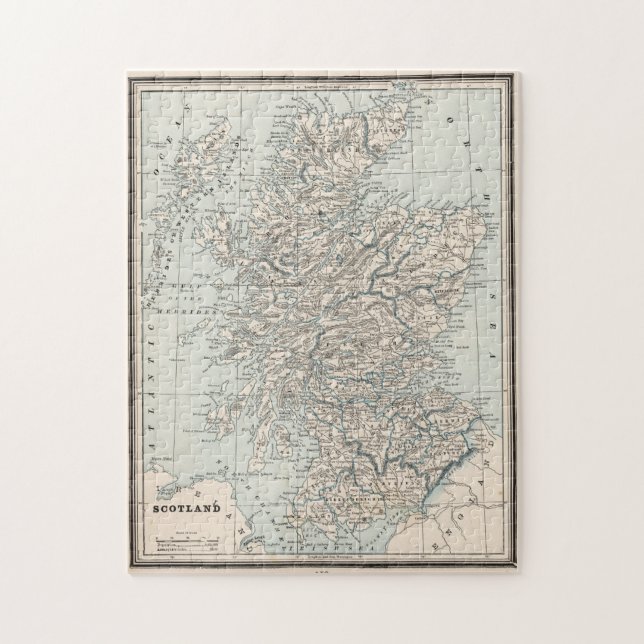 Puzzle Mapa de época de Escocia (1893) (Vertical)