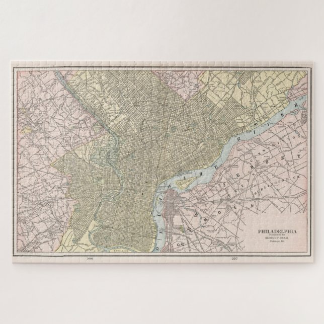 Puzzle Mapa de época de Filadelfia (1901) (Horizontal)