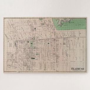 Puzzle Mapa de época de Flatbush Brooklyn NY (1873)