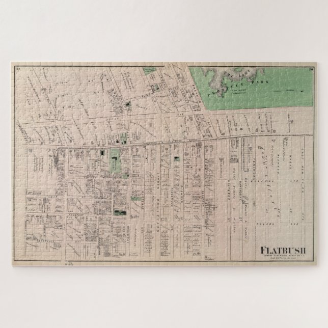 Puzzle Mapa de época de Flatbush Brooklyn NY (1873) (Horizontal)