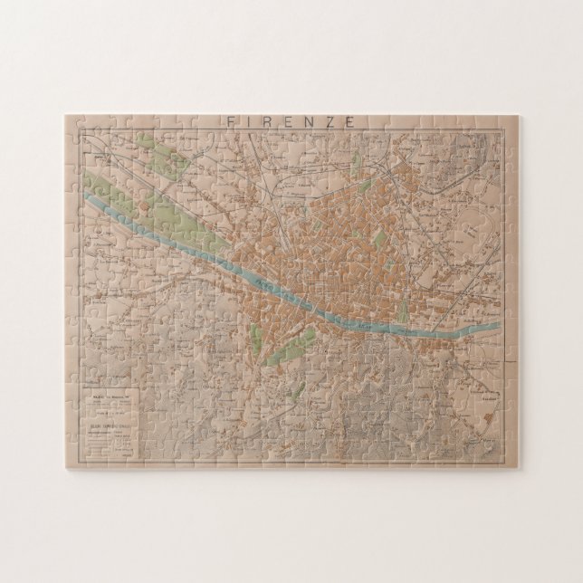 Puzzle Mapa de época de Florencia Italia (1910) (Horizontal)