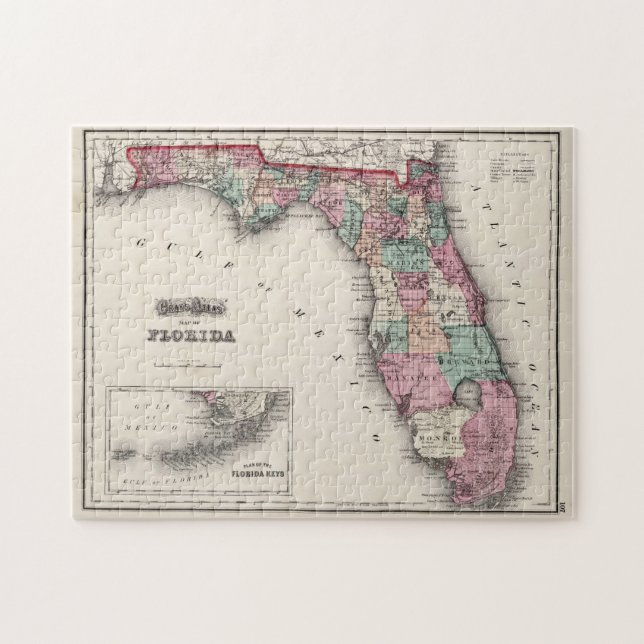 Puzzle Mapa de época de Florida (1873) (Horizontal)