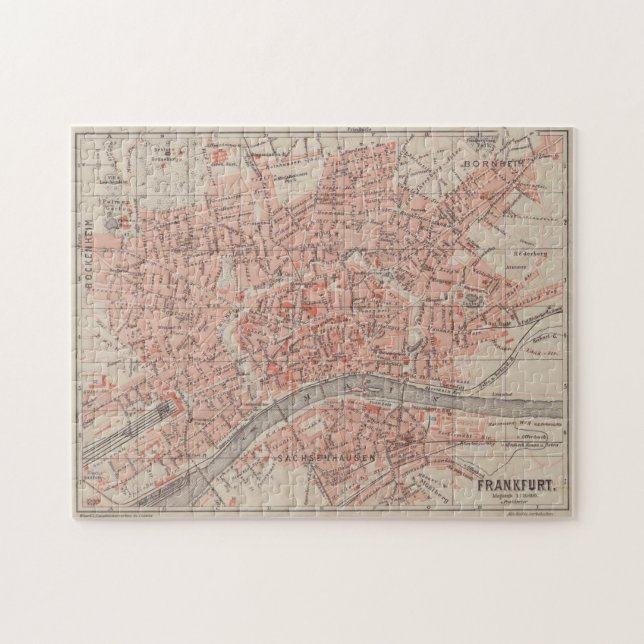 Puzzle Mapa de época de Frankfurt Alemania (1900) (Horizontal)
