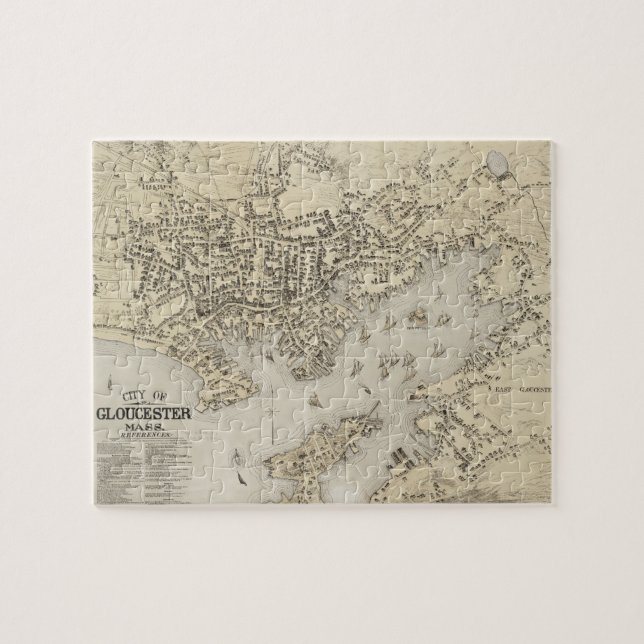 Puzzle Mapa de época de Gloucester Massachusetts (1873) (Horizontal)
