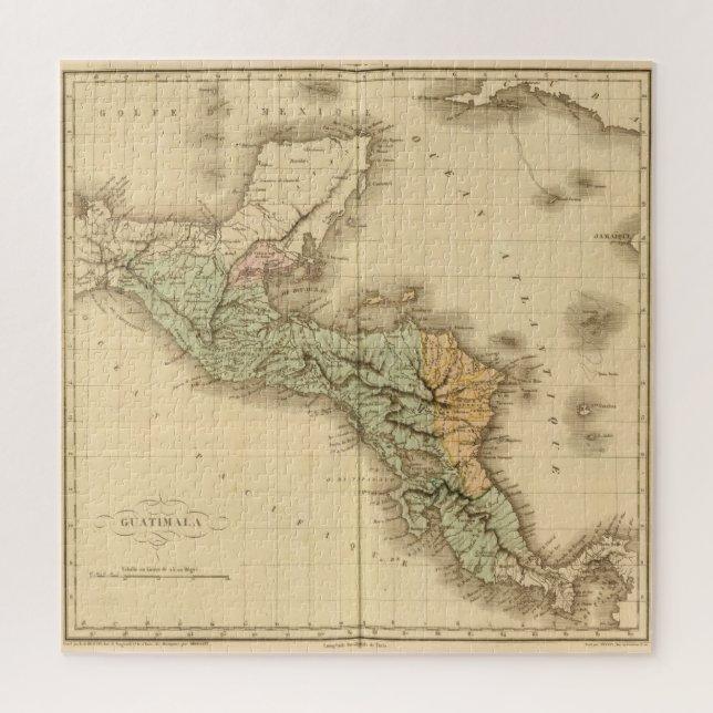 Puzzle Mapa de época de Guatemala (1825) (Vertical)