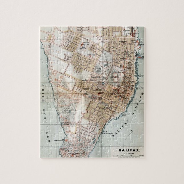 Puzzle Mapa de época de Halifax Nova Scotia (1890) (Vertical)