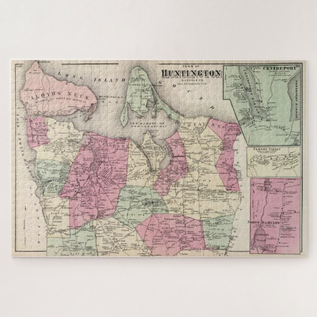 Puzzle Mapa de época de Huntington NY (1873) (Horizontal)