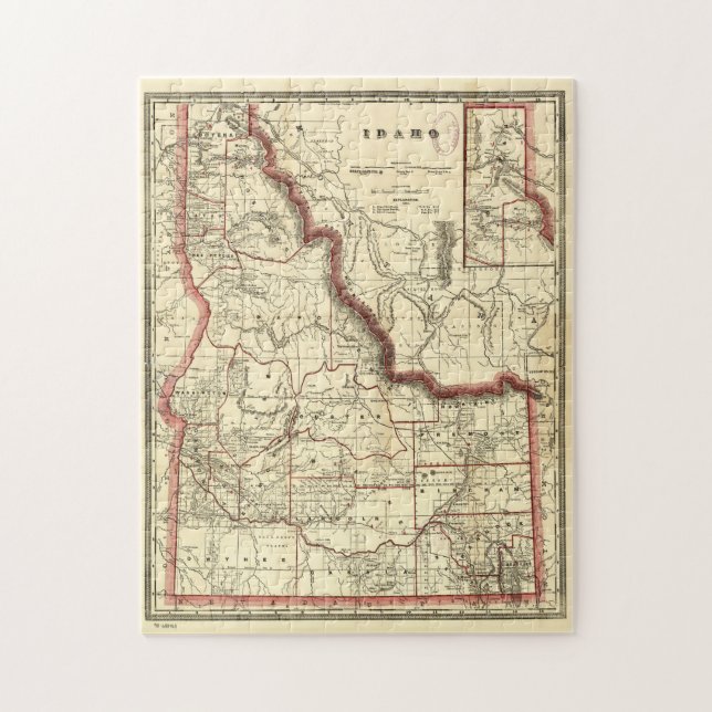 Puzzle Mapa de época de Idaho (1896) (Vertical)