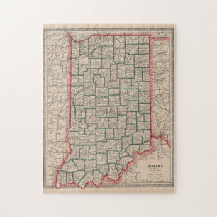 Puzzle Mapa de época de Indiana (1883)