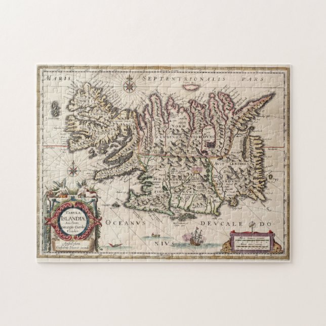 Puzzle Mapa de época de Islandia (1684) (Horizontal)