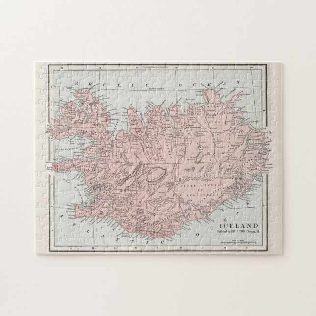Puzzle Mapa de época de Islandia (1901) (Horizontal)