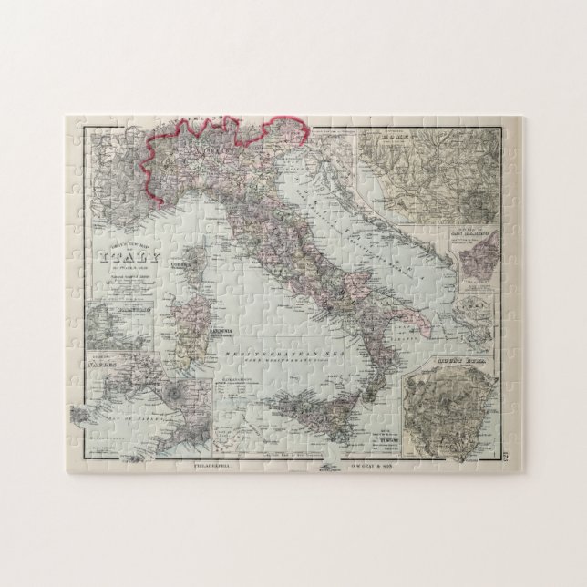 Puzzle Mapa de época de Italia (1878) (Horizontal)