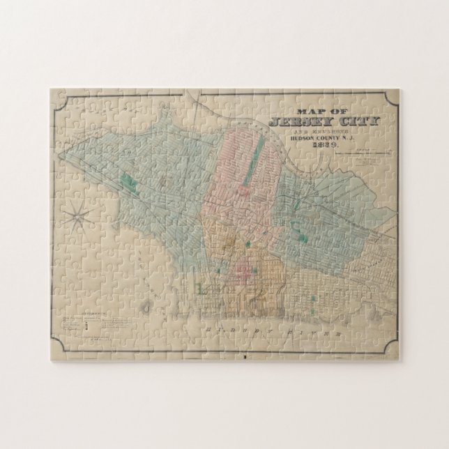 Puzzle Mapa de época de Jersey City NJ (1879) (Horizontal)