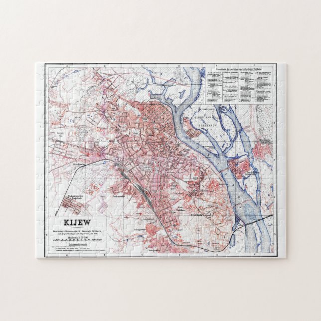 Puzzle Mapa de época de Kiev Ucrania (1918) (Horizontal)
