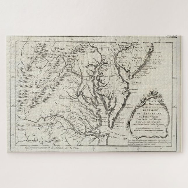 Puzzle Mapa de época de la bahía de Chesapeake (1780) (Horizontal)