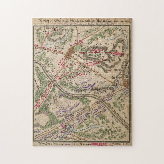 Puzzle Mapa de época de la batalla de Chantilly (1865) (Vertical)