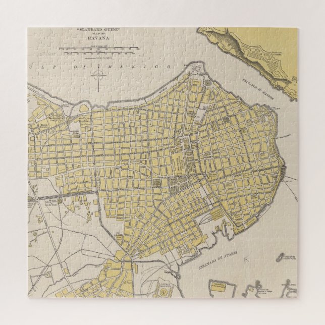 Puzzle Mapa de época de La Habana Cuba (1905) (Vertical)