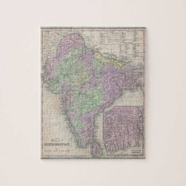 Puzzle Mapa de época de la India (1853) (Vertical)