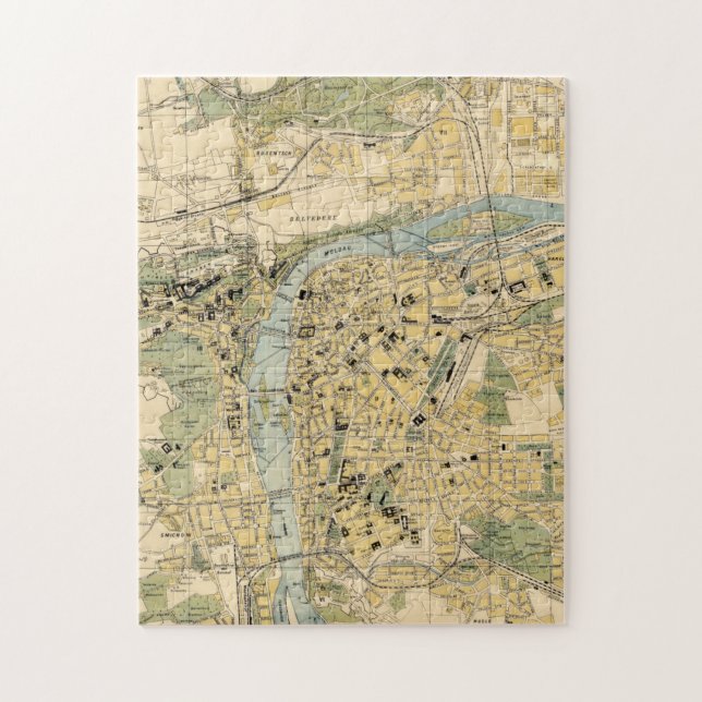 Puzzle Mapa de época de la República Checa de Praga (1905 (Vertical)