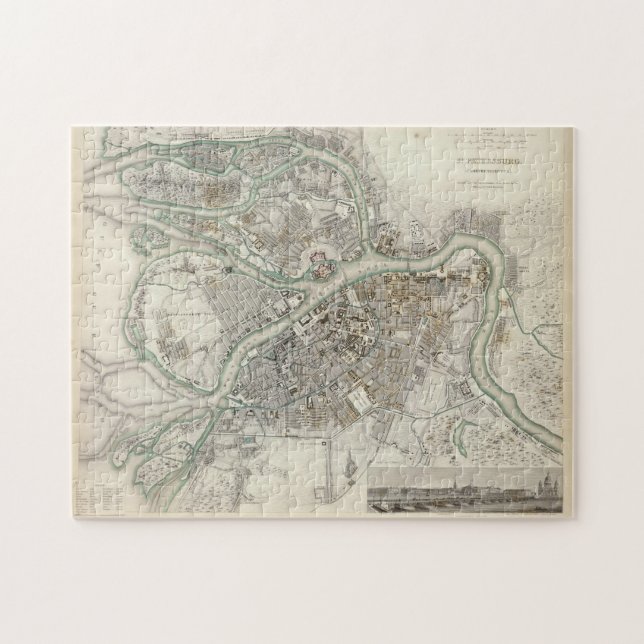 Puzzle Mapa de época de la Rusia de San Petersburgo (1834 (Horizontal)