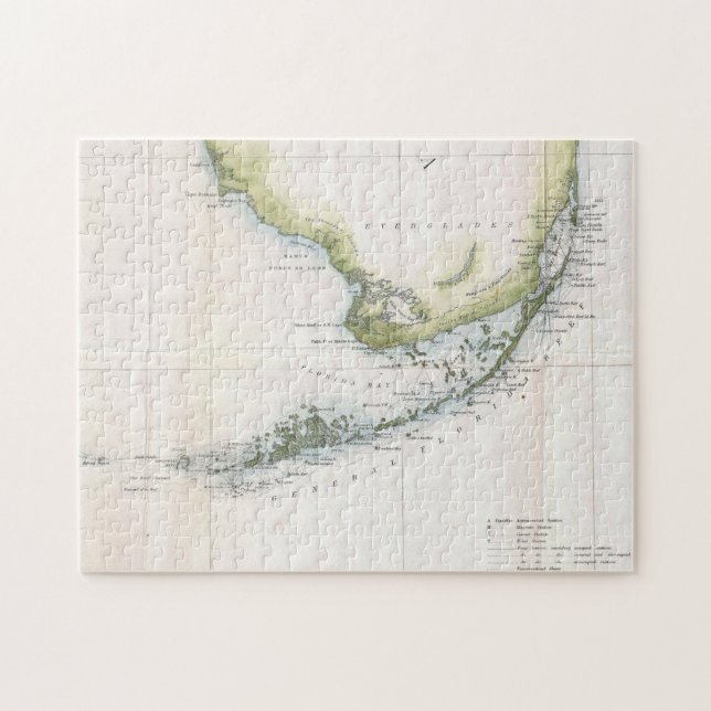 Puzzle Mapa de época de las llaves de Florida (1852) (Horizontal)