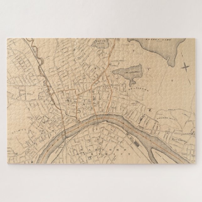 Puzzle Mapa de época de las MAMÁES de Haverhill (1909) (Horizontal)