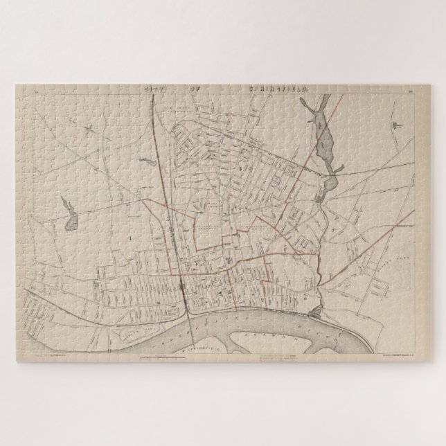 Puzzle Mapa de época de las MAMÁES Springfield (1891) (Horizontal)