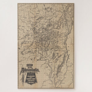 Puzzle Mapa de época de las montañas Adirondack (1880)