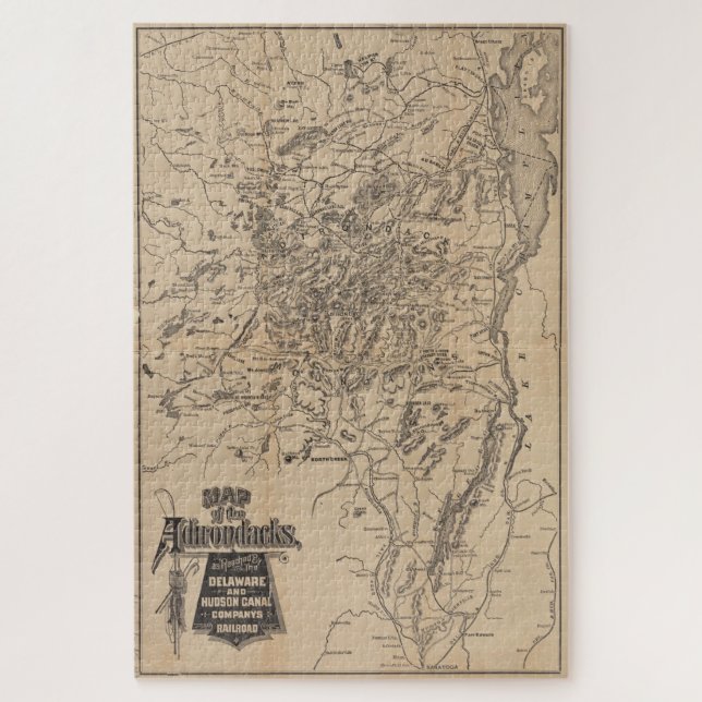 Puzzle Mapa de época de las montañas Adirondack (1880) V. (Vertical)