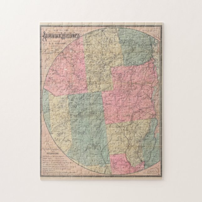 Puzzle Mapa de época de las montañas Adirondack (1883) (Vertical)