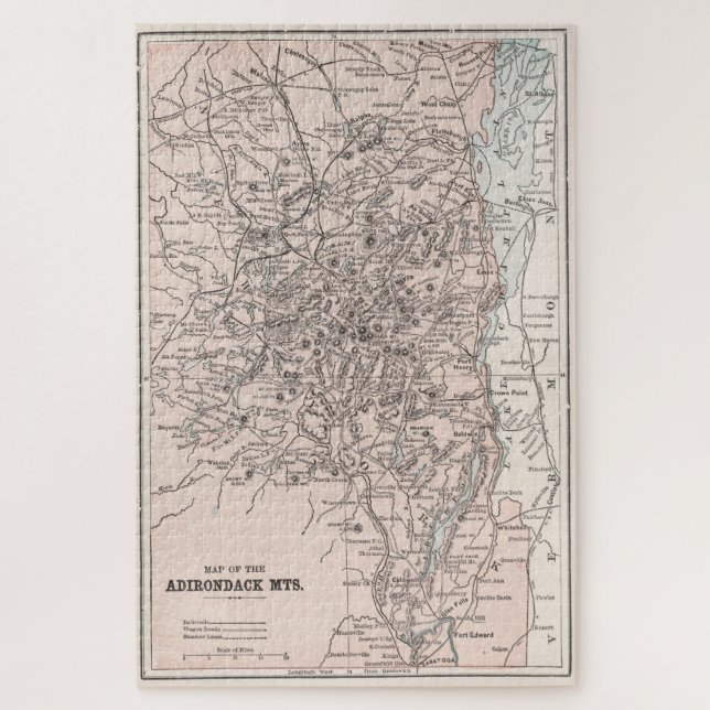 Puzzle Mapa de época de las montañas Adirondack (1901) (Vertical)