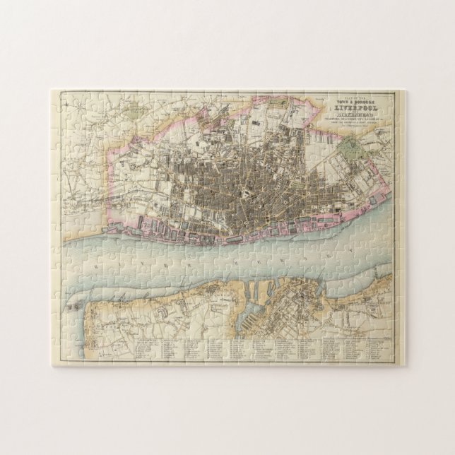 Puzzle Mapa de época de Liverpool England (1872) (Horizontal)