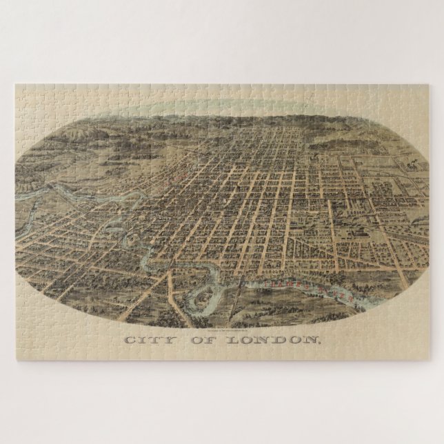 Puzzle Mapa de época de Londres Canadá (1896) (Horizontal)