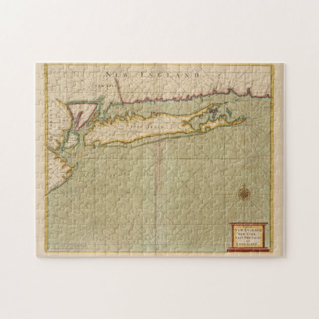Puzzle Mapa de época de Long Island NY (1702) (Horizontal)