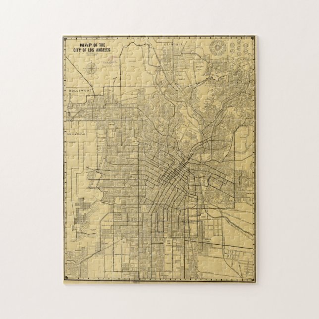 Puzzle Mapa de época de Los Ángeles CA (1914) (Vertical)