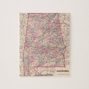 Puzzle Mapa de época de los condados de Alabama (1876)