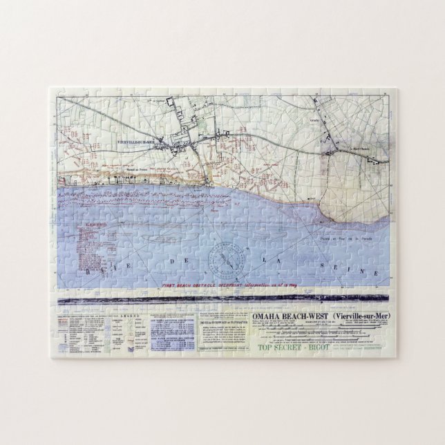 Puzzle Mapa de época de los desembarques de Omaha Beach ( (Horizontal)