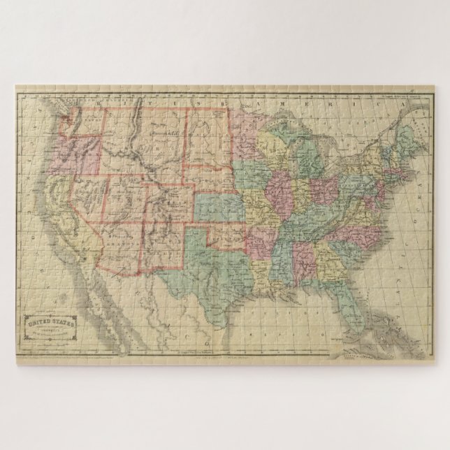 Puzzle Mapa de época de los Estados Unidos (1864) (Horizontal)