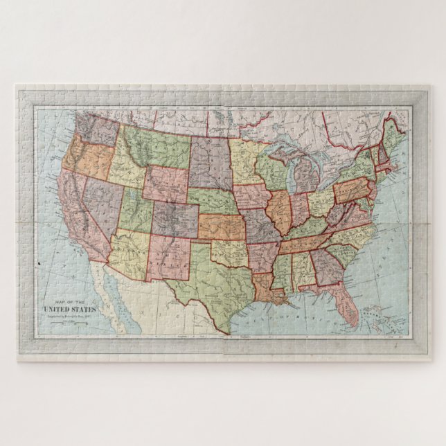 Puzzle Mapa de época de los Estados Unidos (1887) (Horizontal)